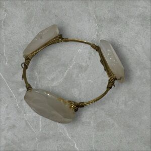 Bourbon and Boweties Gold and Cream Wire-Wrapped Bracelet